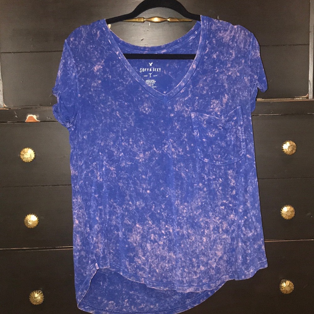 blue+pink tie die tee